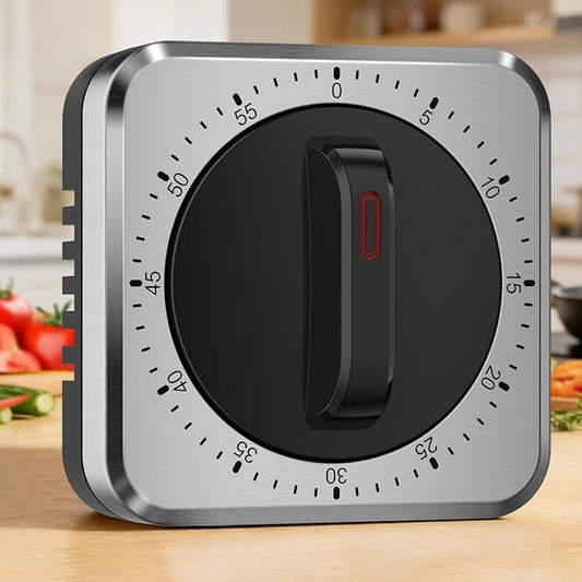 Mechanical Kitchen Timer with Magnet: Wind Up Cooking Timer Clock with Loud Alarm, Kitchen Timers for Cooking, No Battery Manual Food Timer for Baking, BBQ, Seniors & Daily Reminders by Unknown