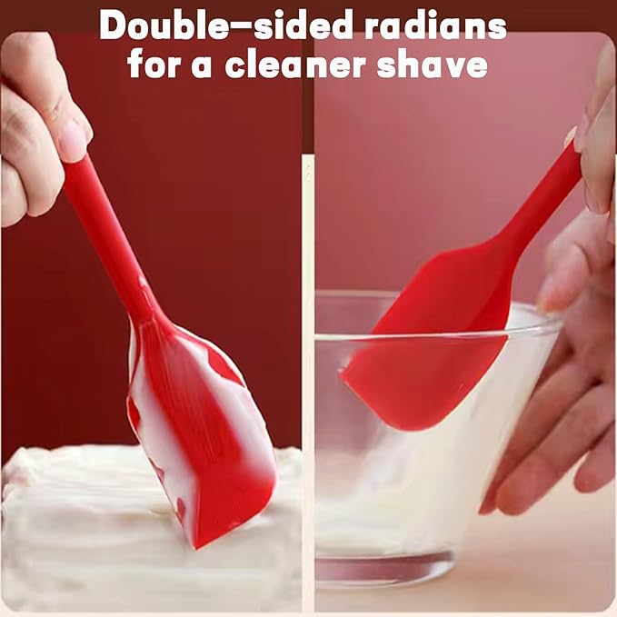 8 Pieces Silicone Spatulas, 8.3 inch Small Spatulas Non-stick Heat-Resistant Non-stick with Stainless Steel Core For Cake Cream Cooking Gadget (Red) - Image 5
