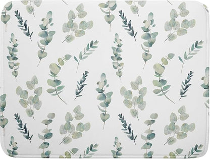 Eucalyptus Leaf Dish Drying Mat for Kitchen Counter Spring Summer Seasonal Microfiber Absorbent Dish Draining Reusable Washable Foldable Extra Large 18"x24" by Unknown