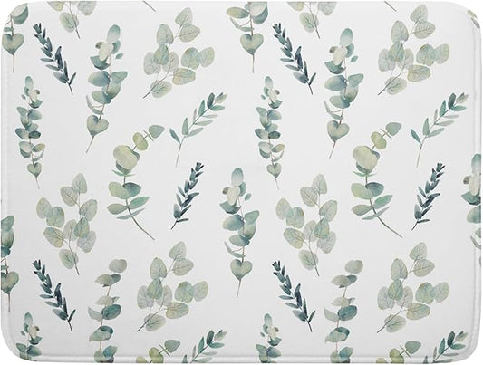Eucalyptus Leaf Dish Drying Mat for Kitchen Counter Spring Summer Seasonal Microfiber Absorbent Dish Draining Reusable Washable Foldable Extra Large 18"x24" by Unknown