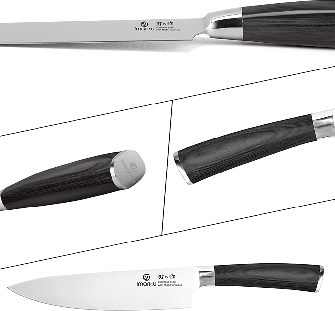 imarku Chef Knife - Pro Kitchen Knife 8 Inch Chef's Knives Japanese SUS440A Stainless Steel Sharp Paring Knife with Ergonomic Handle, Black Handle, Christmas and Thanksgiving Gifts for men and Women - Image 6