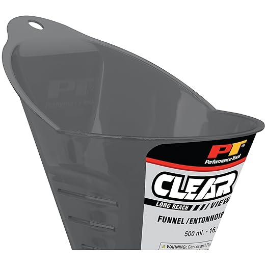 Performance Tool W4052 Clear View Long Reach Funnel - 1 Pint, Upgraded Design for Clean and Quick Transfers