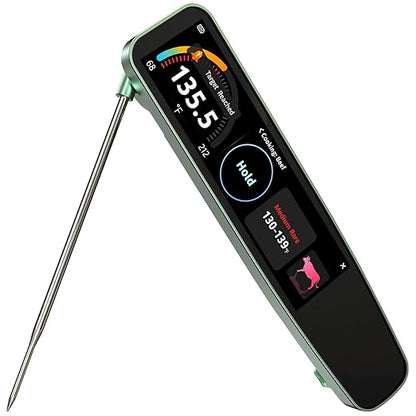 AWLKIM Digital Kitchen Thermometer for Cooking, 0.5-Second Instant Read Meat Thermometer, 3.8" Touchscreen, IP67 Waterproof Food Probe for BBQ, Grill, Candy, Oil, Baking | ±0.5°F, USB-C Rechargeable by AWKLIM
