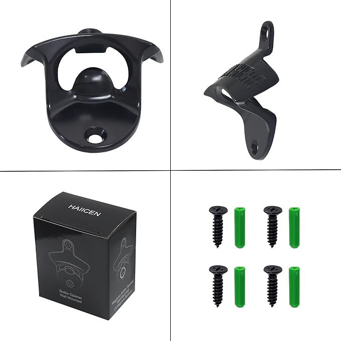 Black Beer Bottle Cap Opener Wall Mounted, Stainless Cooler Mounted Soda Top Opener Gifts for Bar Man Cave (2 PCS) - Image 6
