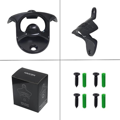 Black Beer Bottle Cap Opener Wall Mounted, Stainless Cooler Mounted Soda Top Opener Gifts for Bar Man Cave (2 PCS) - Image 6