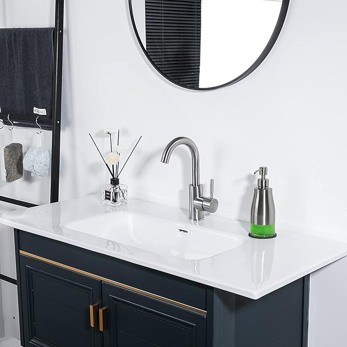 Gaussra Soap Dispenser with Coaster and Stickers, Brushed Nickel Stainless Steel Case Glass Liner Hand Pump Dispenser, Refillable Liquid Hand Soap Dispenser for Bathroom & Kitchen (11OZ / 320ML) - Image 6