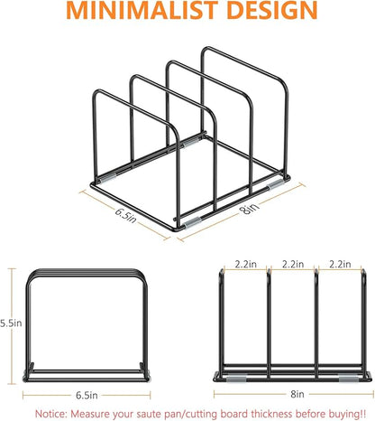 KORRTFID Kitchen Cabinet Organizer - Steel Cookware Rack, Divided Holder with 3 Slots for Skillets, Baking Tray and Chopping Board - Pan Storage (2.2 Inch Width Slots) - Image 2
