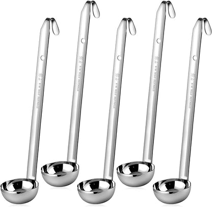Cunhill 5 Pcs Soup Ladles Stainless Steel Serving Ladles with Long Handle for Serving, Cooking, Stirring, Portioning Kitchen Restaurant Accessories (1 oz) by Cunhill