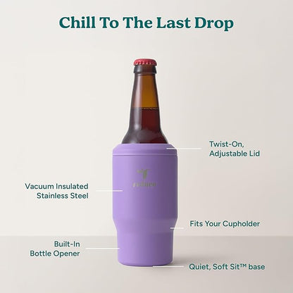 Reduce 4-in-1 Drink Cooler - Versatile Can & Bottle Holder with Vacuum Insulation - Keeps Drinks Cold Up to 4 Hours - Includes Bottle Opener - Fits Cupholders & Dishwasher Safe - 14oz - Purple Punch