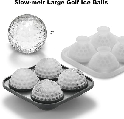 Nax Caki 3D Golf Ice Cube Tray, Large Golf Silicone Fun Shapes Whiskey Ice Mold with Funnel for Cocktails, Bourbon,Brandy, Whiskey Gifts for Men Black