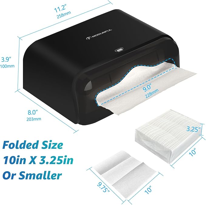  , Multifold/Trifold/C Fold Papers Dispenser, Bathroom Hand Towels Wall Mounted Tissue Holder, No-Drill Adhesive Commercial or Home Black - Image 3