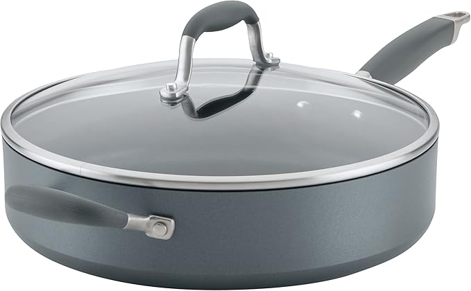 Anolon Advanced Home Hard Anodized Nonstick Sauté Pan with Helper Handle and Lid, 5 Quart - Moonstone by Anolon