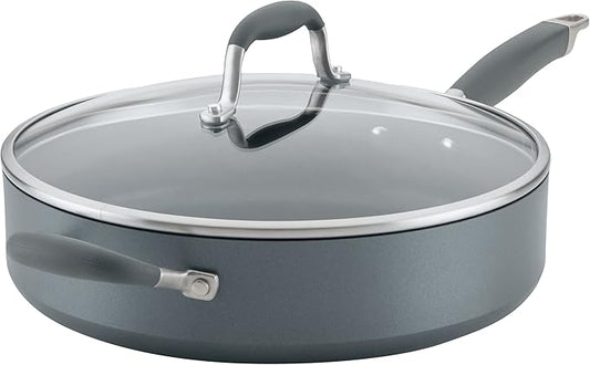 Anolon Advanced Home Hard Anodized Nonstick Sauté Pan with Helper Handle and Lid, 5 Quart - Moonstone by Anolon