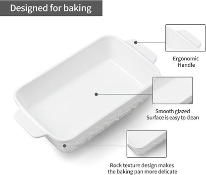 Dafuceramic Casserole Dishes for Oven, Baking Dishes, Ceramic Bakeware Sets of 4, Rectangular Baking Pan Set with Handles for Baking, Casserole, Kitchen, Wedding Gift,White - Image 3