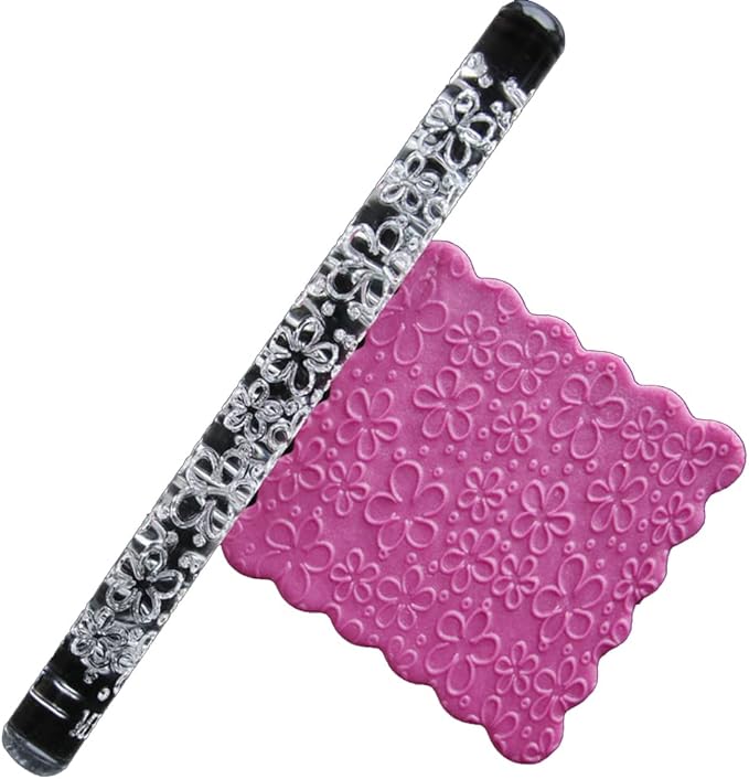 Rengue Acrylic Rolling Pin with 28 Patterns, Compliant Material, Comfortable Grip, 16 X 1 Cm, Lightweight for Dough and Pastry Acrylic Rolling Pin with 28 Patterns, Nan Kitchen (#5)