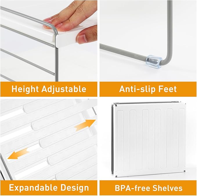 JUPELI Foil and Plastic Wrap Organizer, Expandable Kitchen Pantry Storage, Height Adjustable Cabinet Rack for Kitchen Organization, Aluminum Foil -3 Tier 9.8" to 15.6"L - Image 4