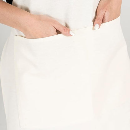 TOSHE Kitchen Apron Waterdrop Resistant Cotton Apron with adjustable Aprons for Women with Pockets 10 Color option Cooking Cream Apron (Cream) - Image 9