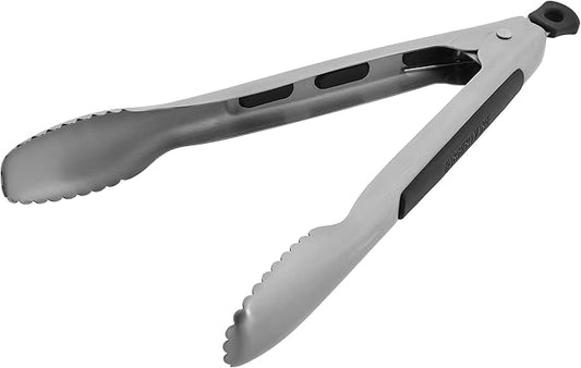 Farberware Stainless Steel Kitchen Tongs 9 Inch Locking Heat Resistant Ergonomic Handle Scalloped Tips Durable Dishwasher Safe Cooking and Serving Tool by Farberware