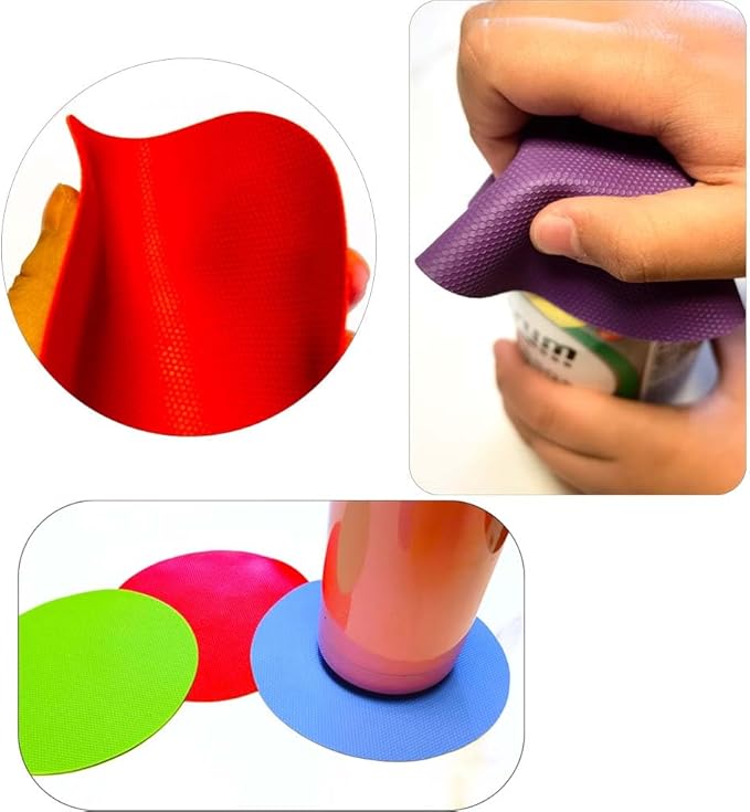 4pcs Rubber Jar Opener Bottle Gripper Non Slip Pad Multi-function Can Opener for Seniors with Arthritis Weak Hands (Circle One) - Image 2