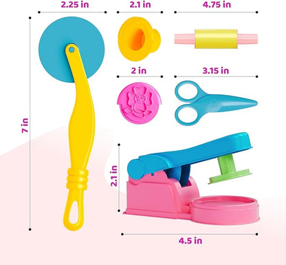 Dough Tools for Kids, 46Pcs Dough Toys Sets Playdough Accessories Include Play Food Molds - Cupcakes, Ice Cream, Noodle, Play Bulk Pack with Roller, Cutters, Scissor, DoughMat and Storage Bag Gifts
