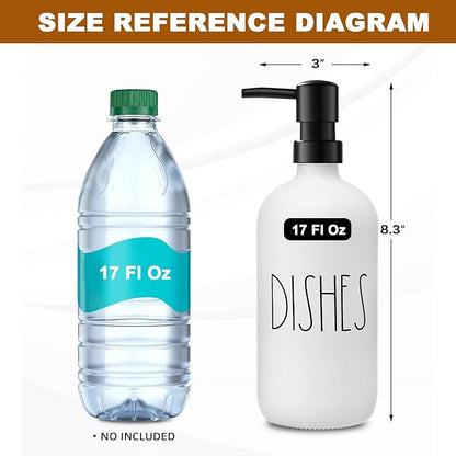 VIMERPA Dish Soap Dispenser, Matte White Soap Dispenser for Kitchen, Glass Dishes Soap Dispenser with Plastic Pump, 17 Fl Oz Refillable Liquid Soap Bottle Container, Farmhouse Kitchen Decor - Image 2