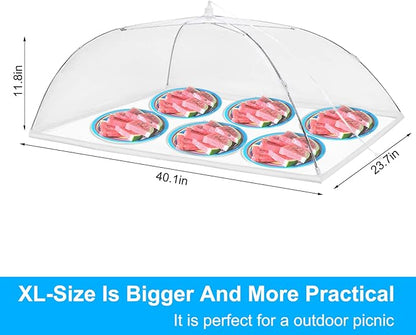 Anpro Food Covers for Outdoors (2 Extra Large with Polyester), Pop-Up Mesh Food Tents, Collapsible Reusable Bug-Proof Nets for Picnics, BBQs & Camping, Stainless Steel Frame - Image 2