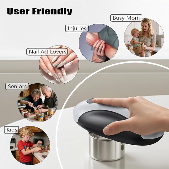 Electric Can Openers in 2026: Automatic Can Opener Electric with Rechargeable. The Can Opener Creates A Smooth Edge, Making It The Best Gift for Seniors And Kids. (White) - Image 6