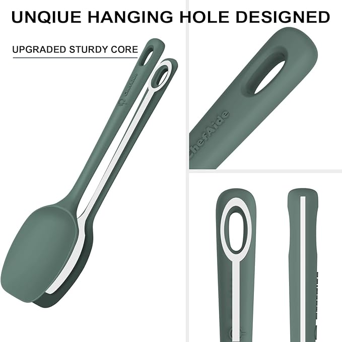 ChefAide 5 Pieces Silicone Spatula Set, Food Grade Rubber Spatula, Upgrade Strong Handle with Ergonomic Grip, Heat Resistant Up to 600°F for Nonstick Cookware, Cooking - Image 3