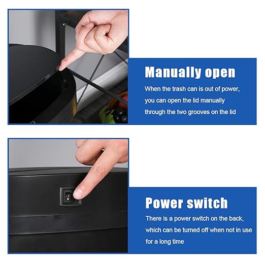 13 Gallon 50 Liter Garbage Can Kitchen Trash Can with Lid Automatic Sensor Touch Free Stainless Steel Waste Bin for Bathroom Bedroom Home Office,Black - Image 4