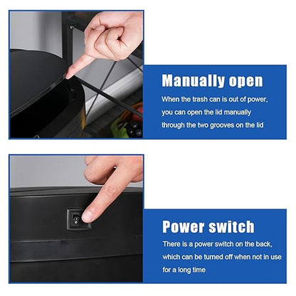 13 Gallon 50 Liter Garbage Can Kitchen Trash Can with Lid Automatic Sensor Touch Free Stainless Steel Waste Bin for Bathroom Bedroom Home Office,Black - Image 4