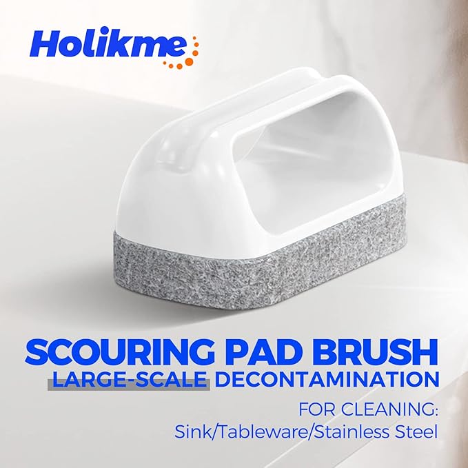 Holikme Deep Cleaning Brush Set, Scrub Pads with Scraper Tip for Pool Walls, Bathroom, Grout, Floor, Bike, Tub, Shower and Kitchen Surface, Abrasive Wheel Brushes (Black) - Image 3