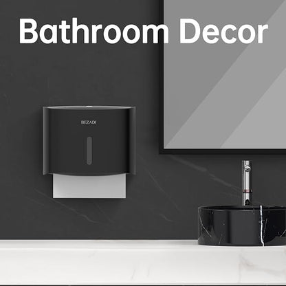 Paper Towel Dispenser,Large Capacity Wall Mount Tissue Dispensers with Smart Lock, Used for Kitchen and Bathroom Toilet Paper Holders Black