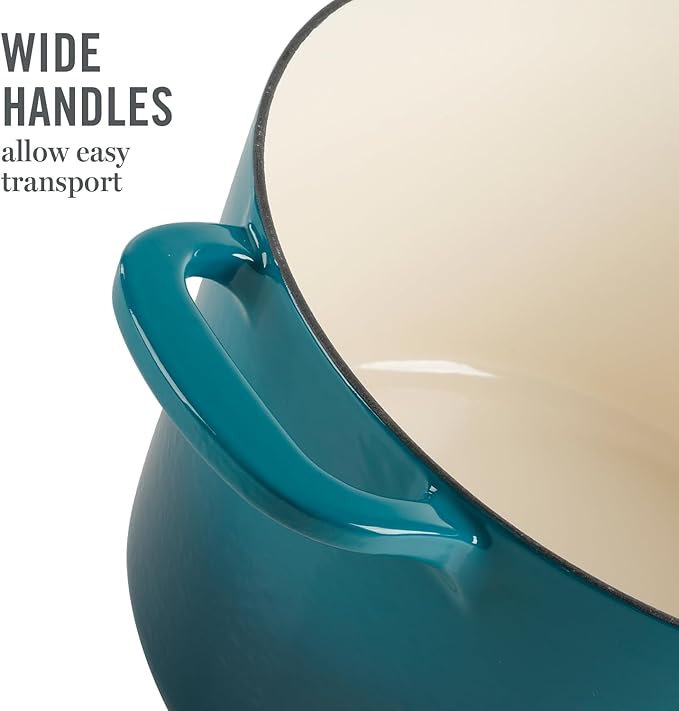 Martha Stewart Gatwick 7-Quart Enamel Cast Iron Dutch Oven – Emerald Ombre with Gold Knob – Durable Heavy-Duty Dutch Oven for Slow Cooking, Braising & Baking - Image 8