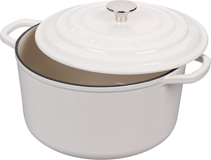 VORRINGARD Enameled Cast Iron Dutch Oven Pot with Lid, for Sourdough Bread Baking, Round Dutch Ovens, 6 Quart, White - Image 4