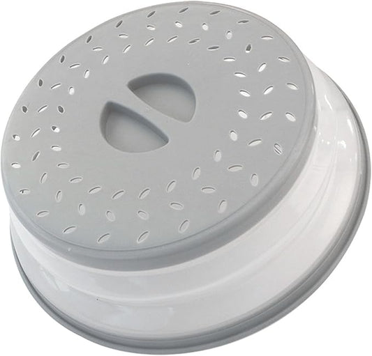 Collapsible Microwave Splatter Cover, Microwave Plate Cover With Steam Vent(10.5 IN,Light grey)