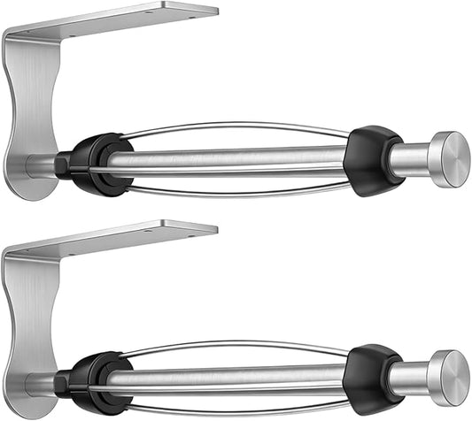 SetSail Paper Towel Holder, 2 Packs Single Hand Operable Paper Towel Holder Under Cabinet with Adjustable Damper Easy Tear Wall Mount Self-Adhesive or Drilled for Kitchen Bathroom, Silver by SetSail