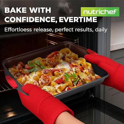 NutriChef Baking Pans Set - 6 Piece Bakeware with Nonstick Carbon Steel for Easy Release and Cleanup, Durable and Versatile Design, Includes Cookie Sheet, Loaf Pan, Muffin Tin & More - Image 2