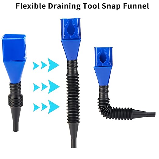 Funnels for Automotive Use,Flexible Draining Tool Snap Funnel, Retractable Automotive Fuel Funnel,Oil Snap for Cars and Motorcycles