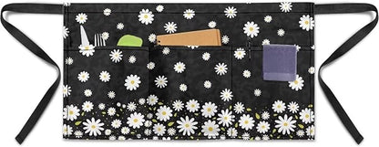 Server Apron with 3 Pockets, Waterproof Oil Waitress Waiter Half Apron for Restaurant Hotel Kitchen Cafe