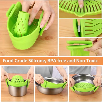 YEVIOR Clip on Strainer for Pots Pan Pasta Strainer, Silicone Food Strainer Hands-Free Pan Strainer, Clip-on Kitchen Food Strainer for Spaghetti, Pasta, Ground Beef Fits All Bowls and Pots (2P) - Image 6