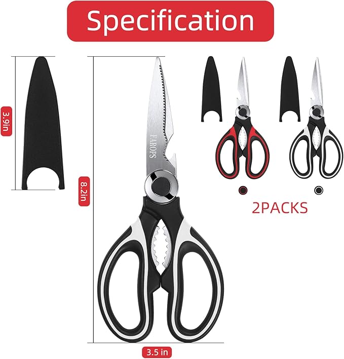 Kitchen Scissor For General Use 2-Packs,Heavy Duty Kitchen Raptor Meat Shears,Dishwasher Safe Cooking Scissors,Stainless Steel Multi-function Scissors For Food,Chicken,Poultry,Fish,Herbs - Image 6