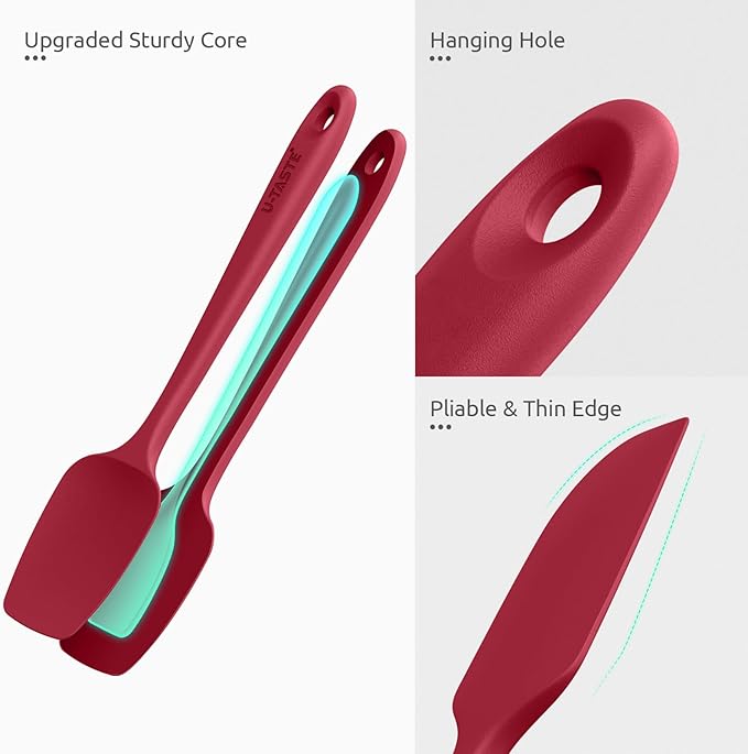 U-Taste Silicone Spatula Set with 600 Degrees Fahrenheit Heat Resistant (Red) - Image 6