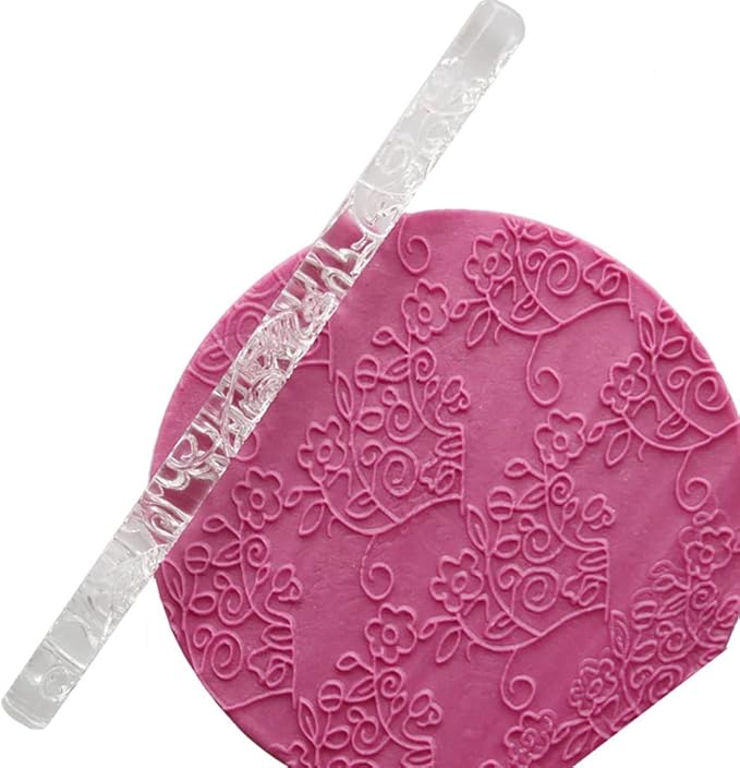 Acrylic Rolling Pin with 28 Patterns, Lightweight 6.3x0.4 Inch Textured Design for Cookie Dough and Pastry (#25)