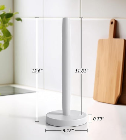 KitchLife Wooden Paper Towel Holder Countertop - Solid Freestanding Paper Towel Dispenser Stand with Anti-Skid Base (White) - Image 2
