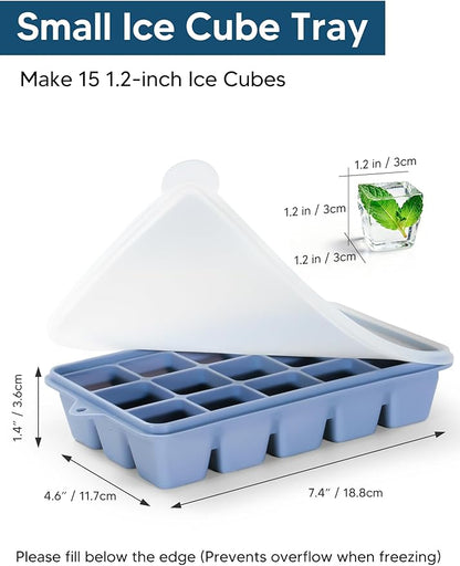 Silicone Ice Cube Trays with Lid, 2 Pack 30 Cubes, Easy Release Silicone Cube Molds, Reusable and Stackable Ice Cube Trays for Freezer, Covered Ice Cube Trays for Cocktails, Whiskey, Coffee - Image 2