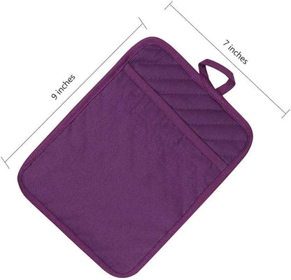 Anyi Pot Holders for Kitchen Heat Resistant, Cotton Hot Pads for Counter Table, Purple Kitchen Pot Holders with Pocket - Image 7