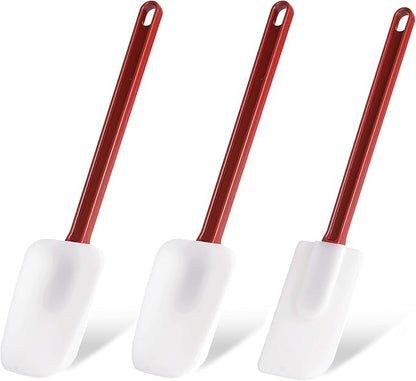 Silicone Rubber Spatula Set of 3, High Heat, Commercial (2 Spoonula + 1 Scraper, 9.5 Inches) by Heffiso+Silicone+Utensils