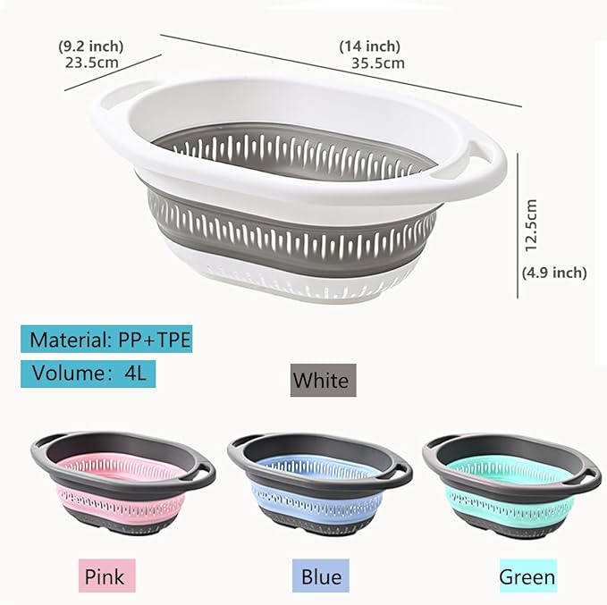 2-Pack Collapsible Silicone Colander Strainer, Foldable Kitchen Sink Basket for Washing Vegetables & Pasta, Space Saving & Dishwasher Safe, Kitchen Essentials - Image 4
