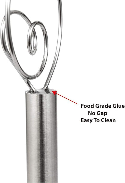 Jillmo Danish Dough Whisk, 12 inch Stainless Steel Bread Whisk, 2 Pack
