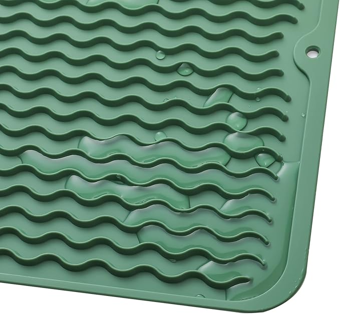 MicoYang Silicone Dish Drying Mat for Multiple Usage,Easy clean,Eco-friendly,Heat-resistant Silicone Mat for Kitchen Counter or Sink,Refrigerator or Drawer liner Green M 12 inches x 12 inches - Image 9